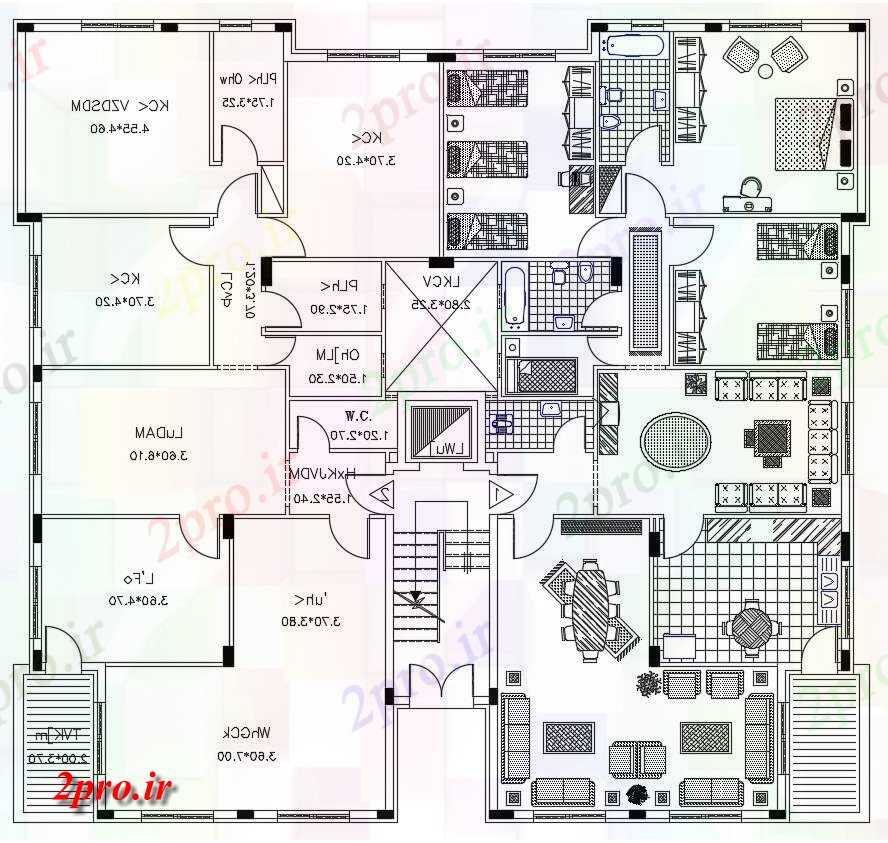 دانلود نقشه مسکونی  ، ویلایی ، آپارتمان 20×21 متر (کد38712)