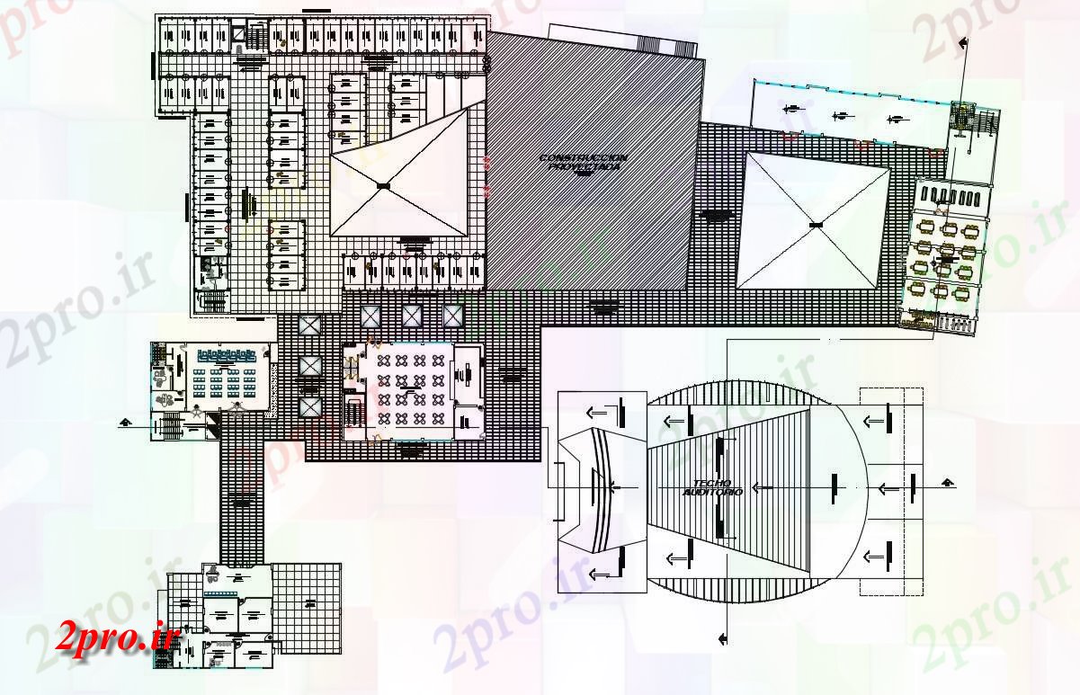دانلود نقشه ساختمان اداری - تجاری - صنعتی 93×122 متر (کد38847)