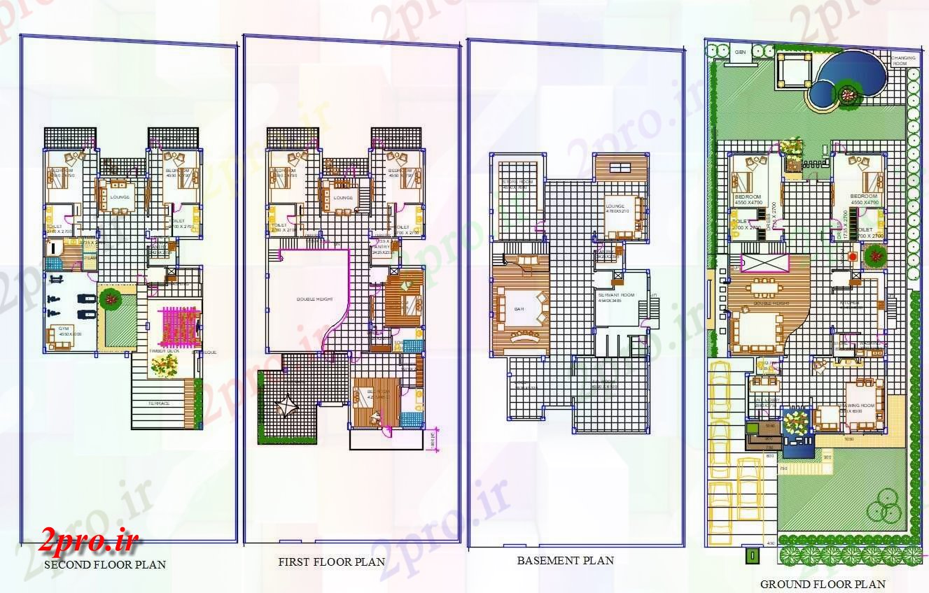 دانلود نقشه خانه های کوچک ، نگهبانی ، سازمانی - 13×28 متر (کد38918)