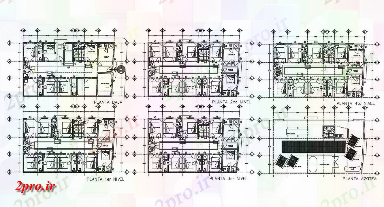 دانلود نقشه هتل - رستوران - اقامتگاه 10×17 متر (کد38981)