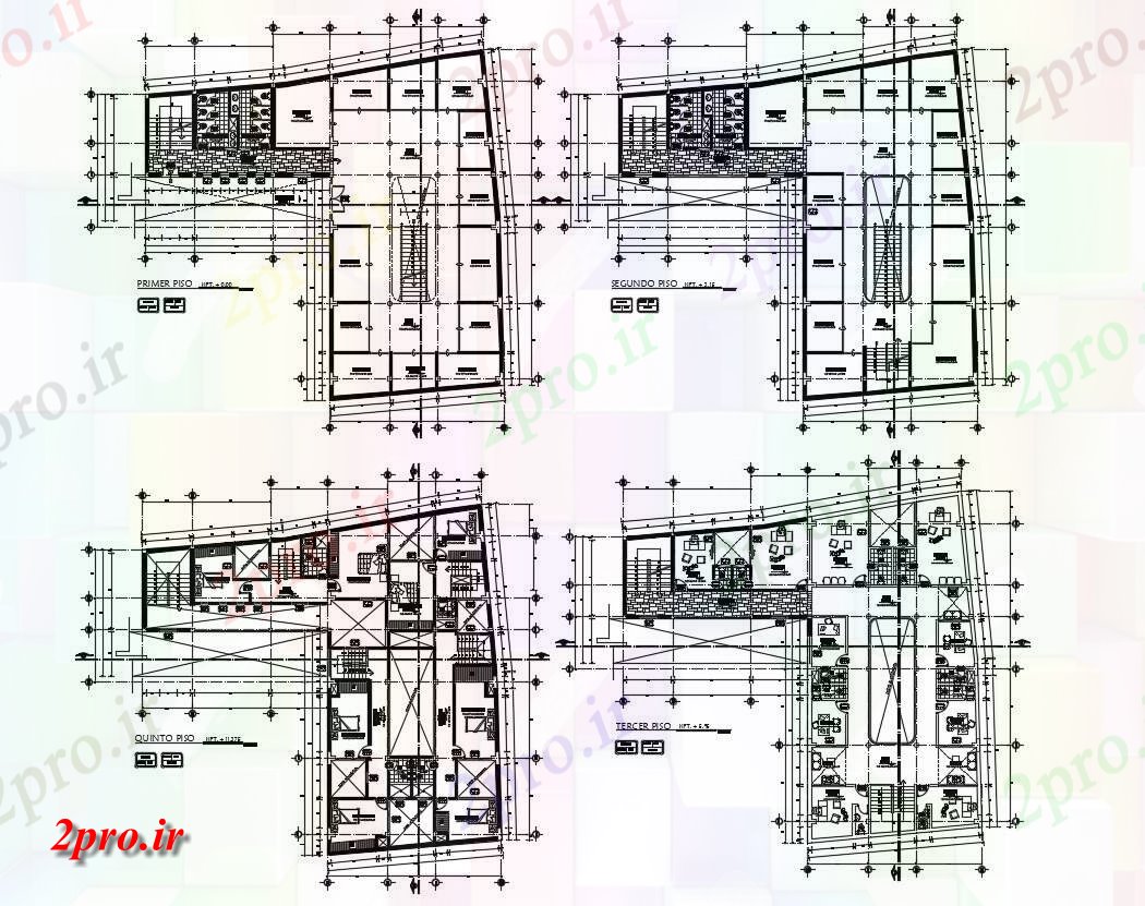دانلود نقشه ساختمان اداری - تجاری - صنعتی 23×23 متر (کد39005)