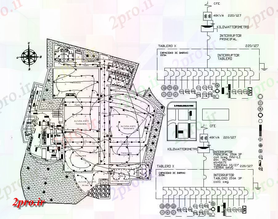 دانلود نقشه برق کشی ، اتصالات 32×40 متر (کد39113)