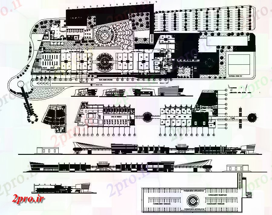 دانلود نقشه ساختمان اداری - تجاری - صنعتی 108×340 متر (کد39124)