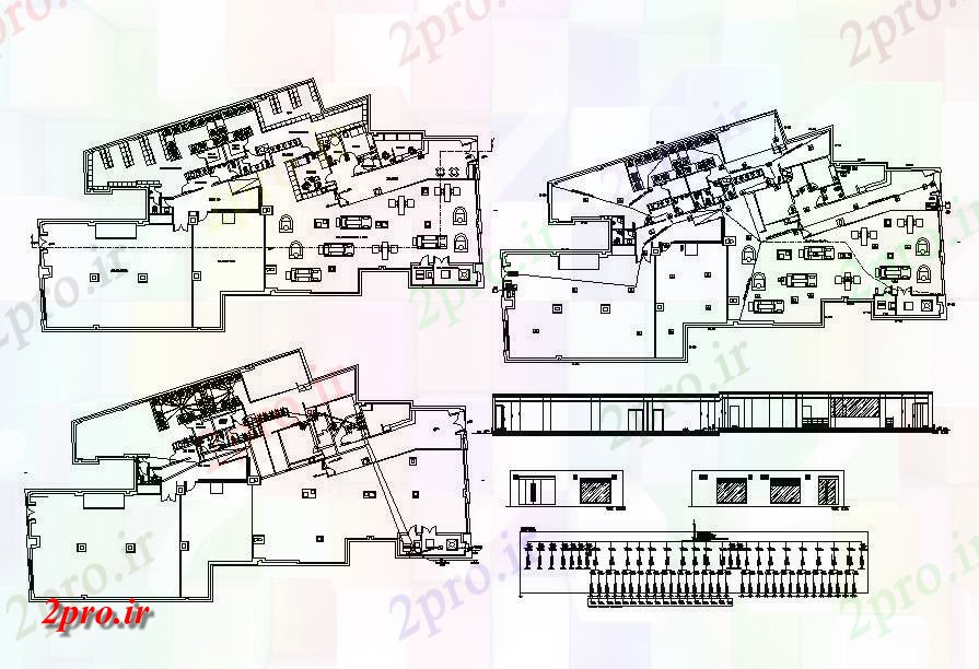دانلود نقشه ساختمان اداری - تجاری - صنعتی 26×44 متر (کد39168)