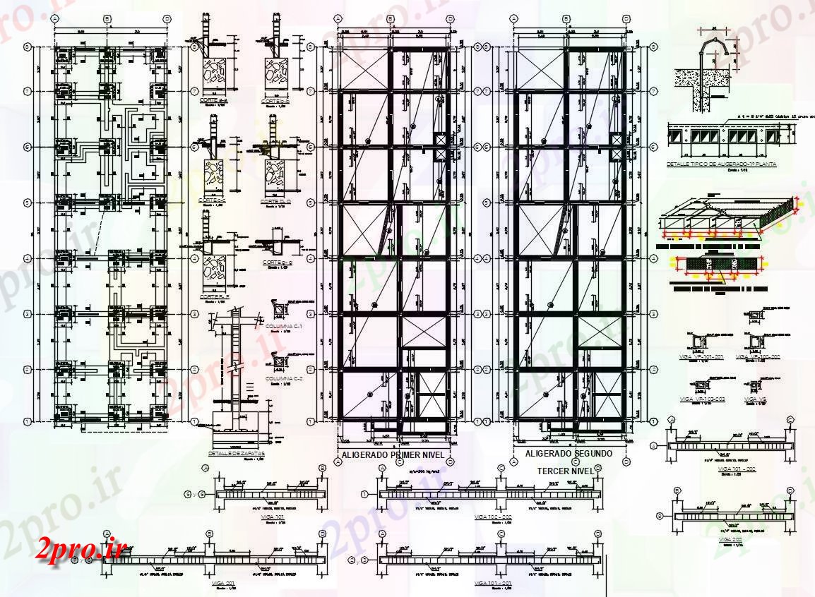 دانلود نقشه جزئیات ساخت و ساز 6×20 متر (کد39476)