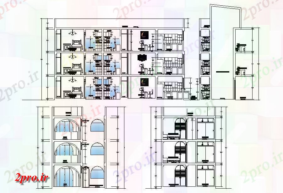 دانلود نقشه مسکونی  ، ویلایی ، آپارتمان 6×20 متر (کد39477)