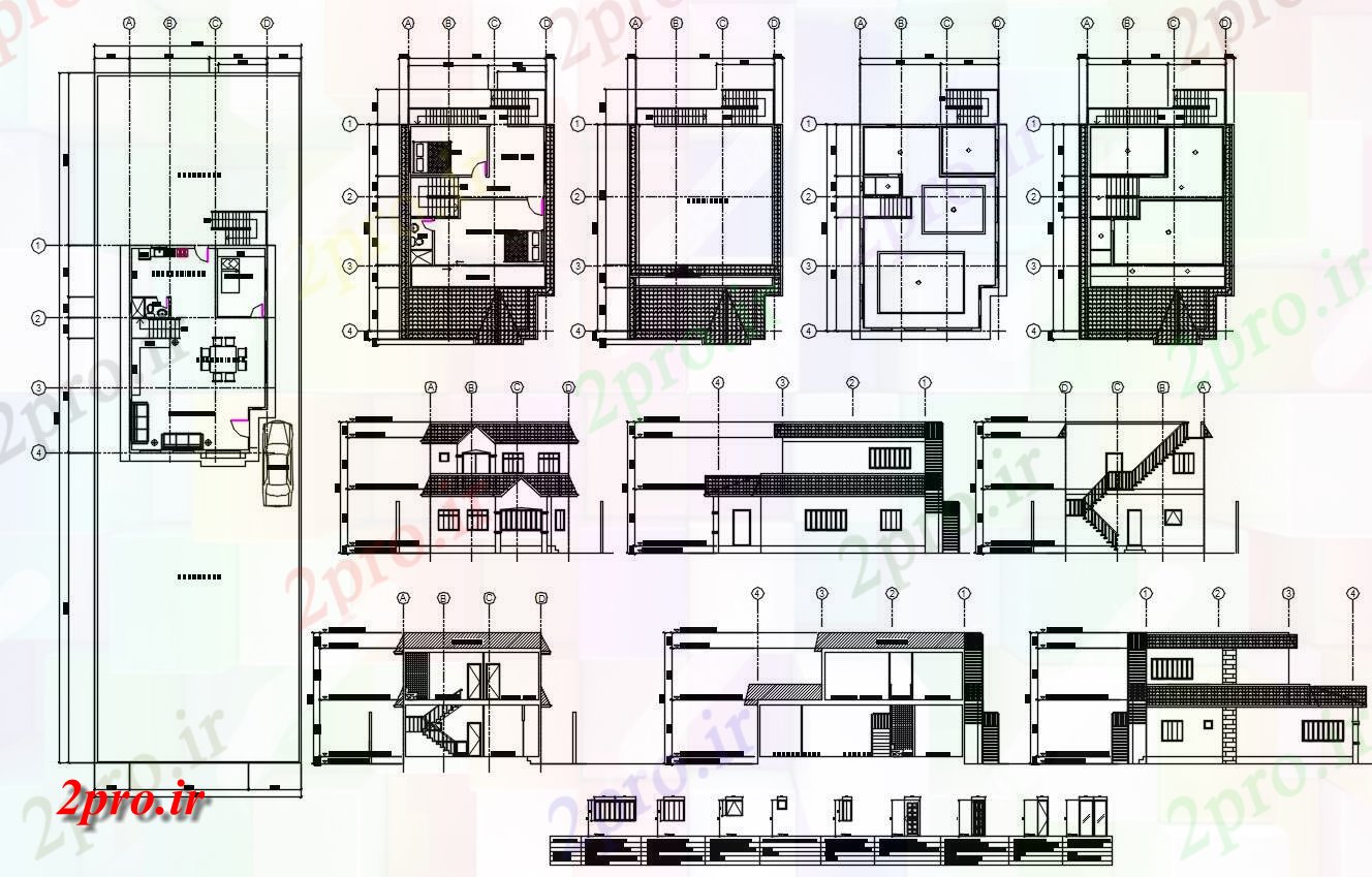 دانلود نقشه مسکونی  ، ویلایی ، آپارتمان 8×12 متر (کد39503)