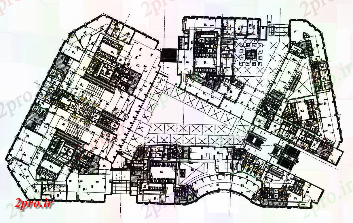 دانلود نقشه هایپر مارکت  - مرکز خرید - فروشگاه 100×120 متر (کد39548)