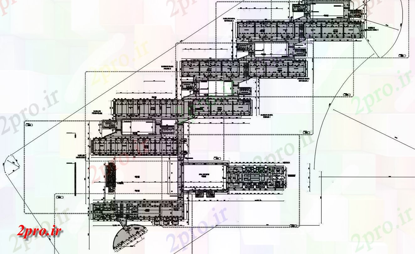 دانلود نقشه ساختمان اداری - تجاری - صنعتی 125×130 متر (کد39560)