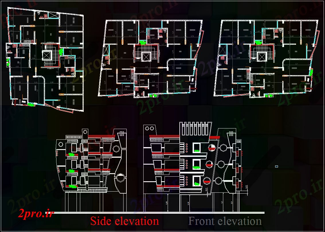 دانلود نقشه مسکونی  ، ویلایی ، آپارتمان  و 3 BHK طراحی آپارتمان    (کد40026)