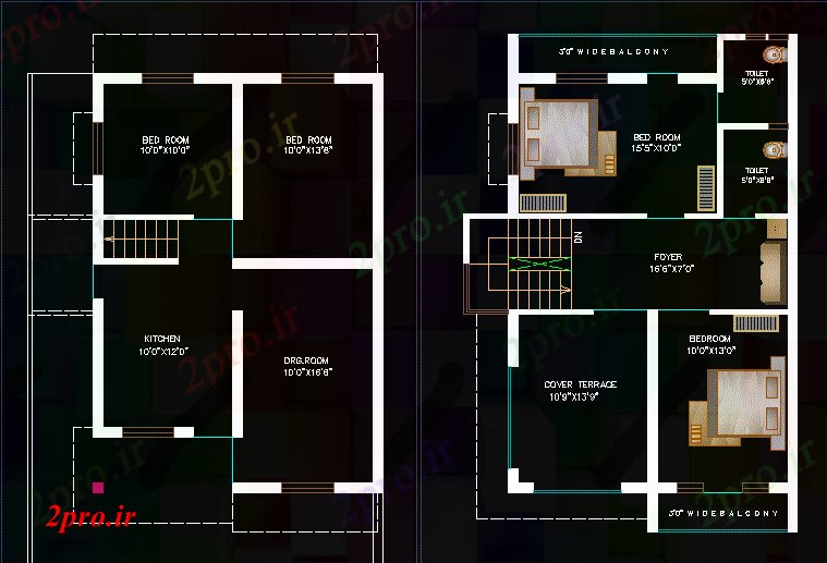 دانلود نقشه مسکونی  ، ویلایی ، آپارتمان  طراحی خانه  کوچک این   دو بعدی   (کد40055)