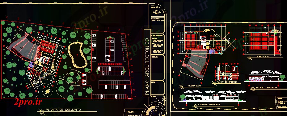 دانلود نقشه دانشگاه ، آموزشکده ، موسسه -  کتابخانه ساختمان  طراحی (کد40080)