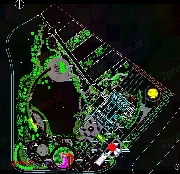 دانلود نقشه باغ پارک کوچک (کد40084)
