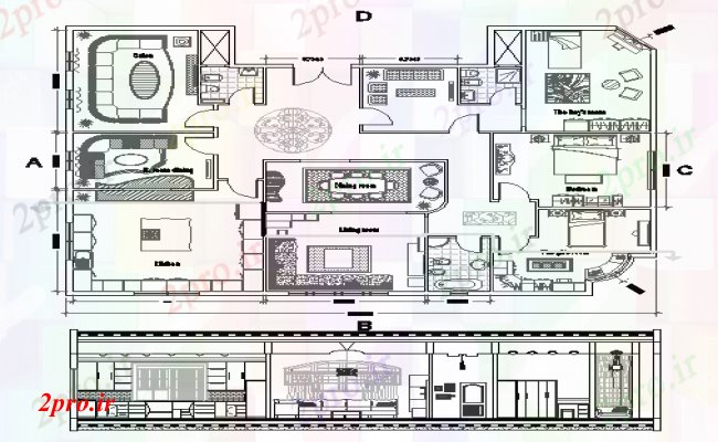 دانلود نقشه  خانه مسکونی ، ویلاپروژه های خانه داخلی (کد40264)