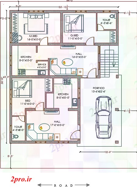 دانلود نقشه مسکونی  ، ویلایی ، آپارتمان  طرحی خانه اجاره (کد40321)