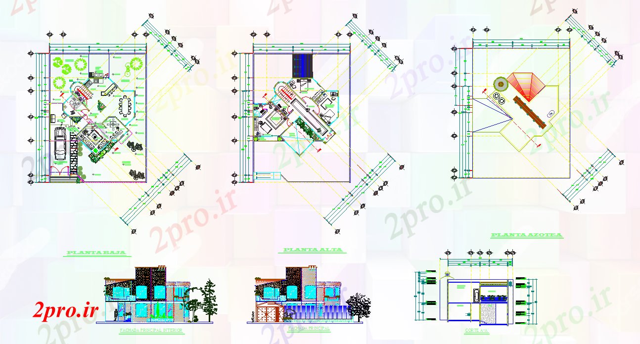 دانلود نقشه مسکونی  ، ویلایی ، آپارتمان  طراحی خانه جزئیات (کد40350)