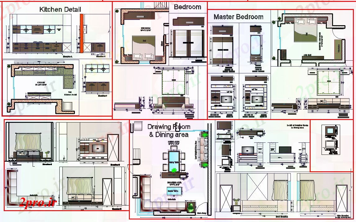دانلود نقشه داخلی خانه خانه های داخلی (کد40364)