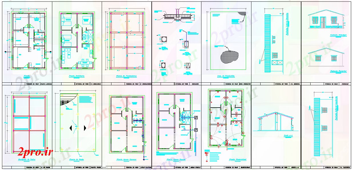 دانلود نقشه مسکونی  ، ویلایی ، آپارتمان  طرحی جزئیات خانه ساده (کد40388)