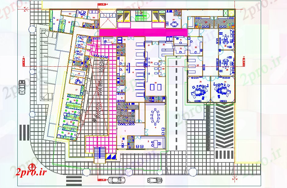 دانلود نقشه هتل - رستوران - اقامتگاه  هتل sanitory طراحی طرح (کد40397)