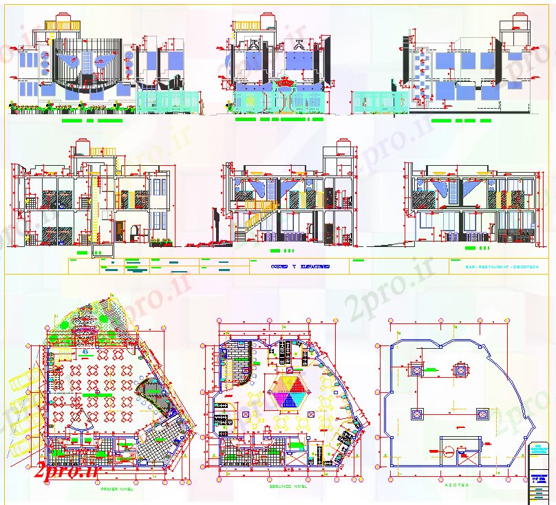 دانلود نقشه هتل - رستوران - اقامتگاه  نوع مدرن طراحی رستوران (کد40492)