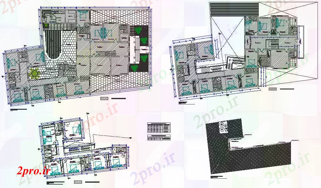 دانلود نقشه دانشگاه ، آموزشکده ، مدرسه ، هنرستان ، خوابگاه -  طراحی خوابگاه داخلی (کد40498)
