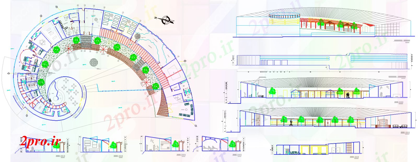 دانلود نقشه تئاتر چند منظوره - سینما - سالن کنفرانس - سالن همایشمیزبانی مرکز  جزئیات (کد40523)
