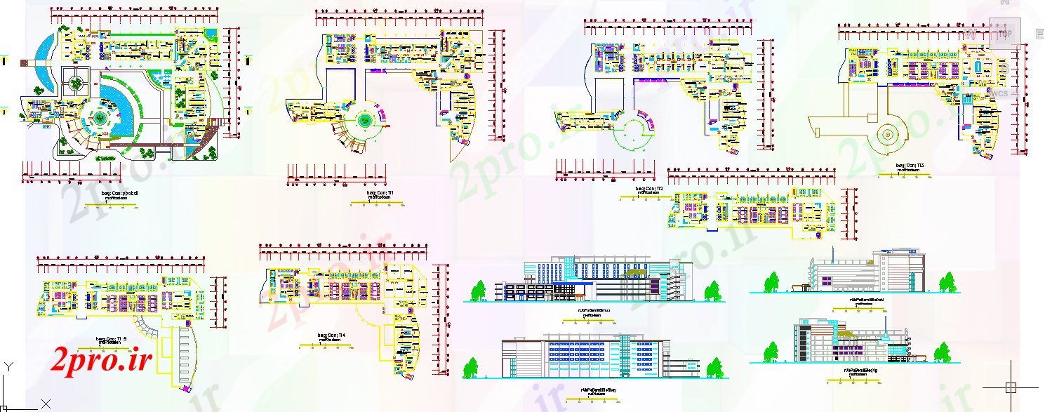 دانلود نقشه بیمارستان -  درمانگاه -  کلینیک طرحی بیمارستان و جزئیات نما (کد40587)