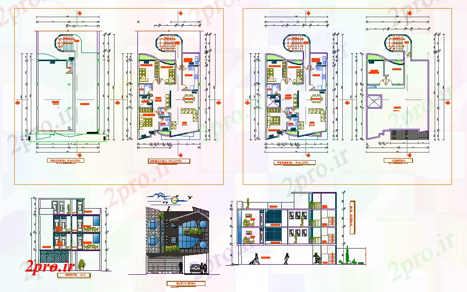 دانلود نقشه مسکونی  ، ویلایی ، آپارتمان  آپارتمان طرحی خانه Residetial (کد40603)