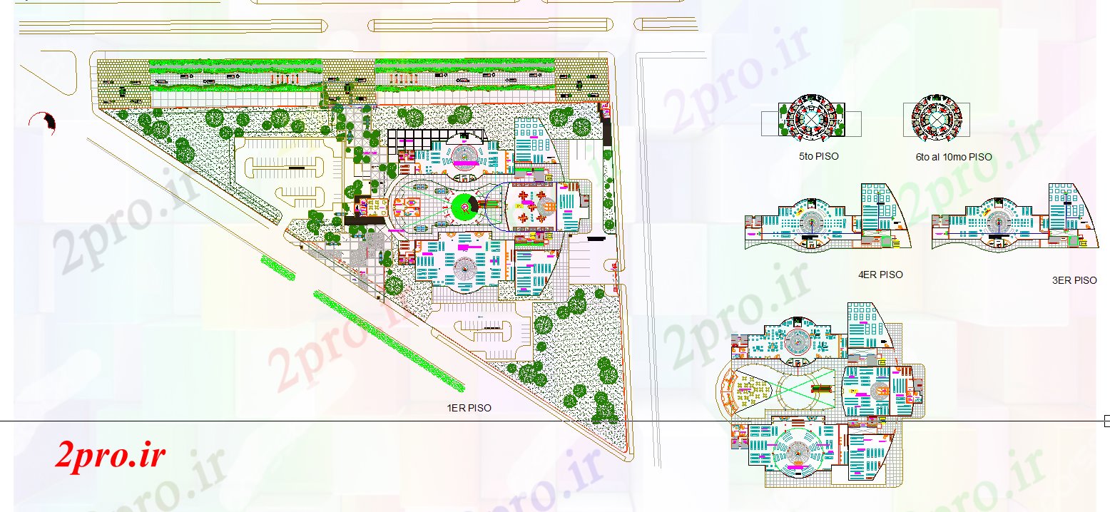دانلود نقشه هایپر مارکت  - مرکز خرید - فروشگاه پروژه بازار خرید ساختمان (کد40606)