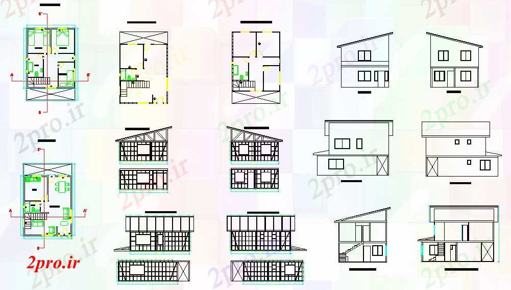 دانلود نقشه مسکونی  ، ویلایی ، آپارتمان  طراحی 3 BHK خانه (کد40617)