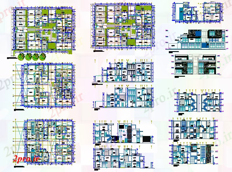 دانلود نقشه مسکونی  ، ویلایی ، آپارتمان  آپارتمان خانه جزئیات (کد40628)