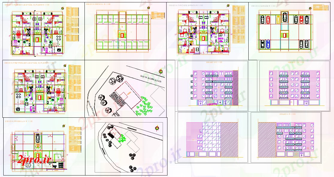 دانلود نقشه مسکونی  ، ویلایی ، آپارتمان  فلور ساختمان با پنت هاوس (کد40674)