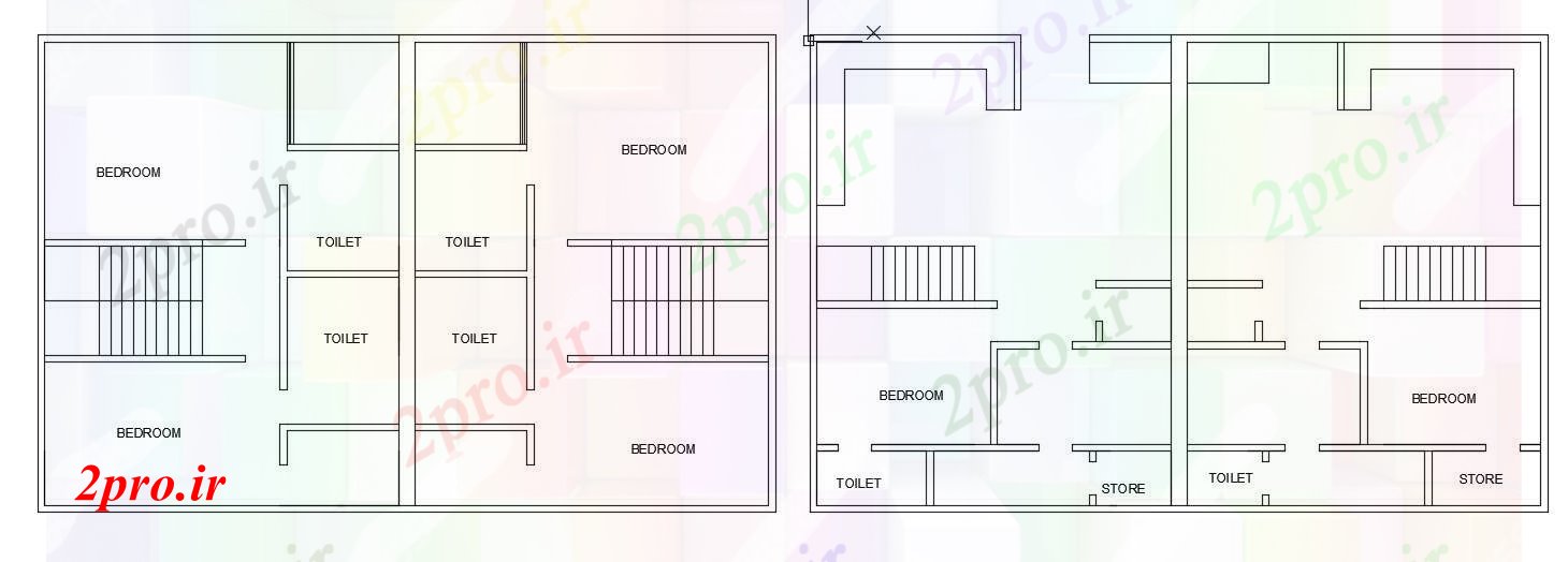 دانلود نقشه مسکونی  ، ویلایی ، آپارتمان  طرحی خانه دوقلوها (کد40682)