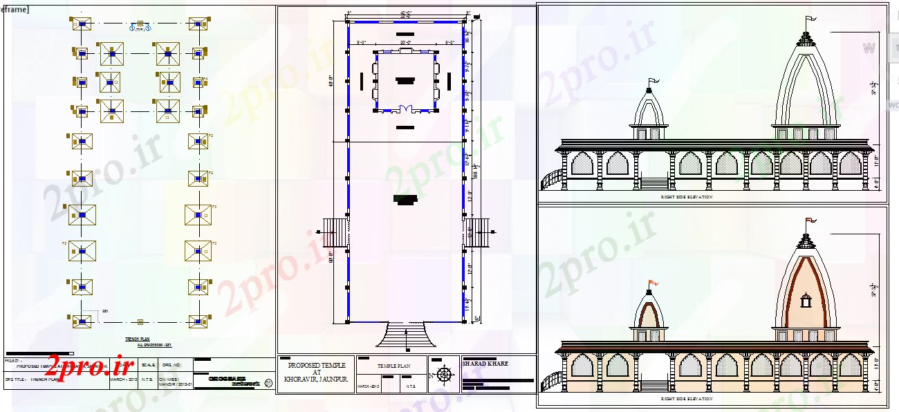 دانلود نقشه کلیسا - معبد - مکان مذهبی جزئیات معبد طرح (کد40686)