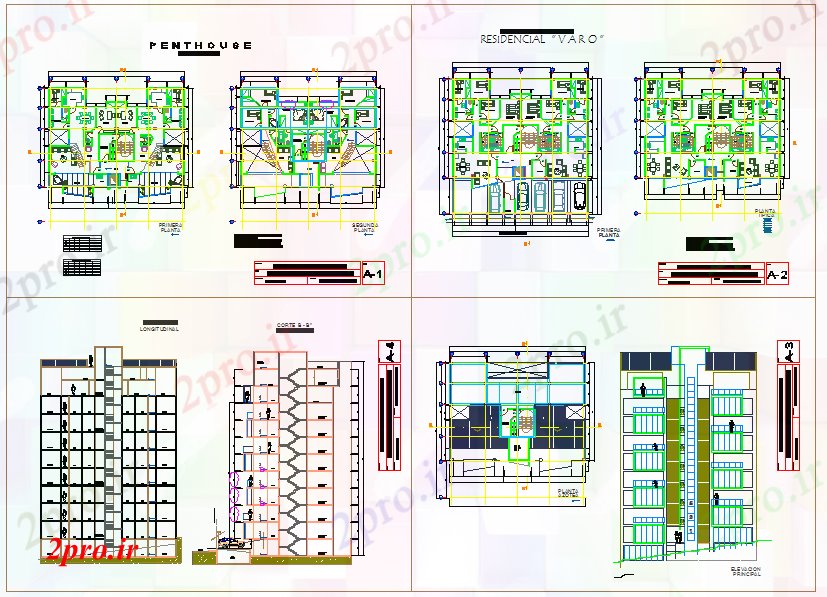 دانلود نقشه مسکونی  ، ویلایی ، آپارتمان  طرحی چند 10 سطح خانه (کد40752)