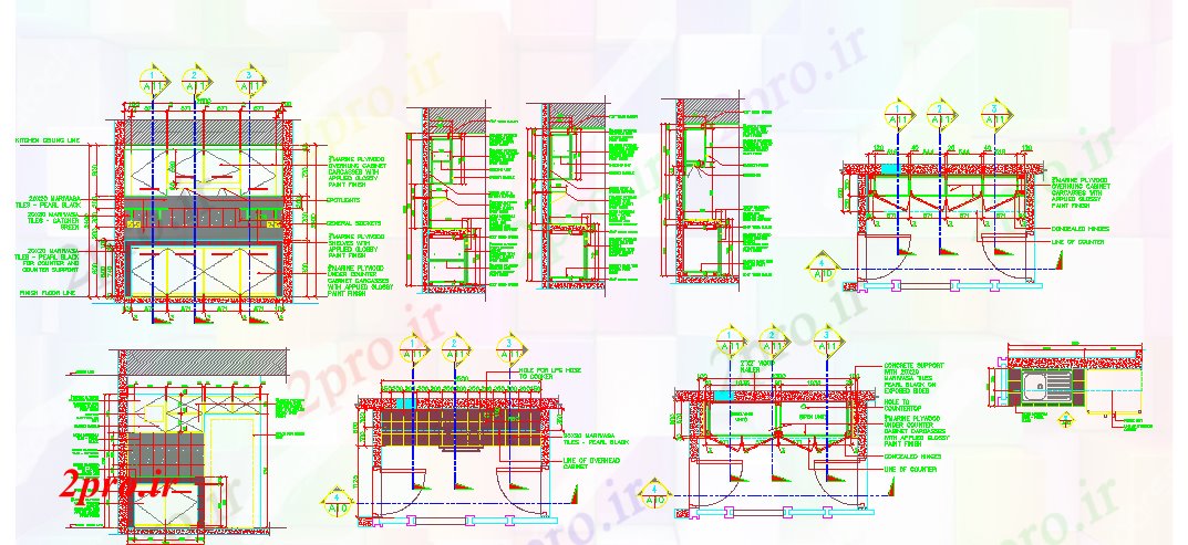 دانلود نقشه آشپزخانه ساختار طراحی برای آشپزخانه (کد40884)