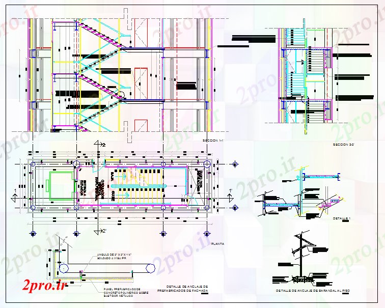 دانلود نقشه  جزئیات آسانسور و    پله (کد40923)