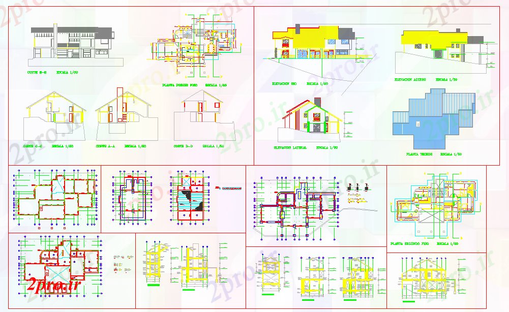 دانلود نقشه مسکونی  ، ویلایی ، آپارتمان  طراحی ساده خانواده خانه (کد40931)