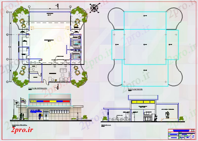 دانلود نقشه ساختمان اداری - تجاری - صنعتی CLUB DE ABUELOS (کد40947)