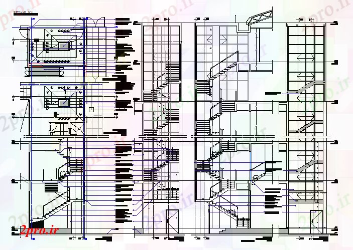 دانلود نقشه  جزئیات آسانسور و    فلزی پله بخش (کد40949)