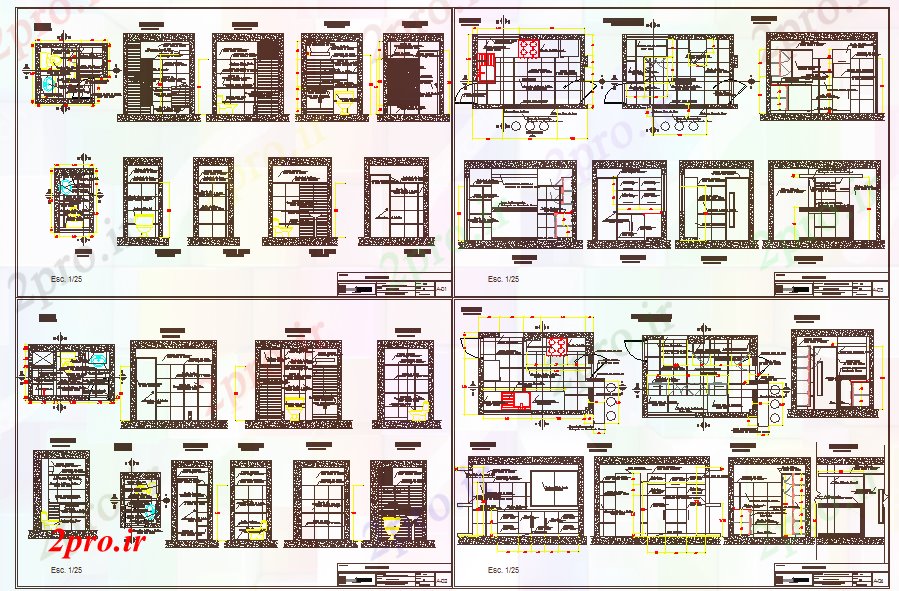 دانلود نقشه مسکونی  ، ویلایی ، آپارتمان  خانه آشپزخانه و حمام طراحی (کد40958)