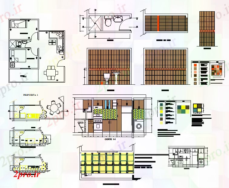 دانلود نقشه آشپزخانه طراحی داخلی آشپزخانه (کد40980)