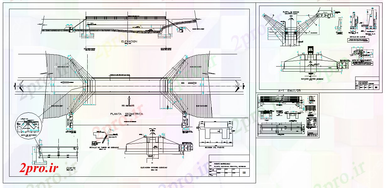 دانلود نقشه جاده و پل سازه های فلزی جزئیات پل (کد41023)