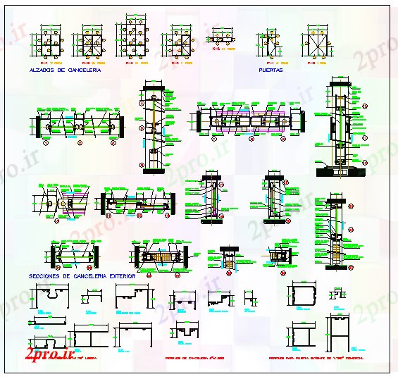 دانلود نقشه جزئیات طراحی در و پنجره  ساختمان باز کردن درب (کد41100)