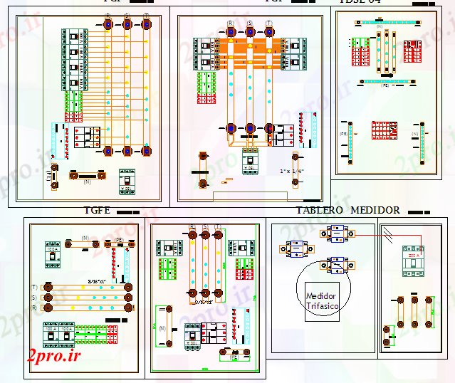 دانلود نقشه معماری جزئیات تابلو های برق (کد41129)