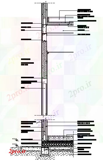 دانلود نقشه پلان مقطعی ساختار جزئیات دیوار (کد41131)