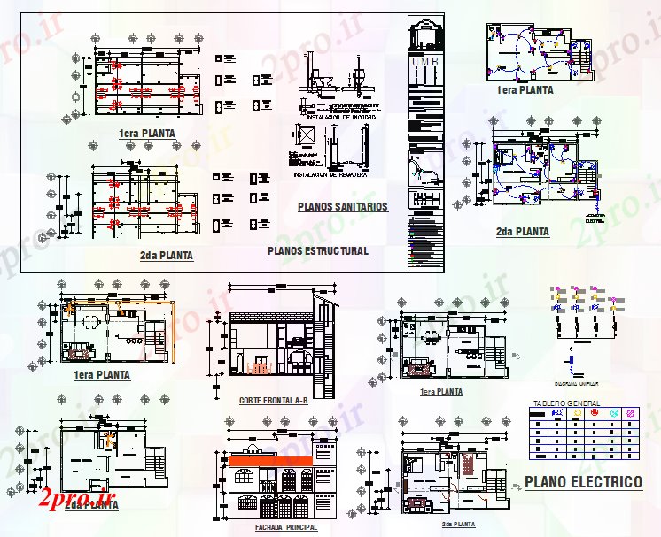 دانلود نقشه مسکونی  ، ویلایی ، آپارتمان  دو خانه طبقه (کد41147)