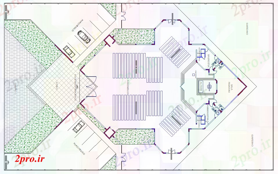 دانلود نقشه تئاتر چند منظوره - سینما - سالن کنفرانس - سالن همایشسالن سالن طراحی (کد41160)
