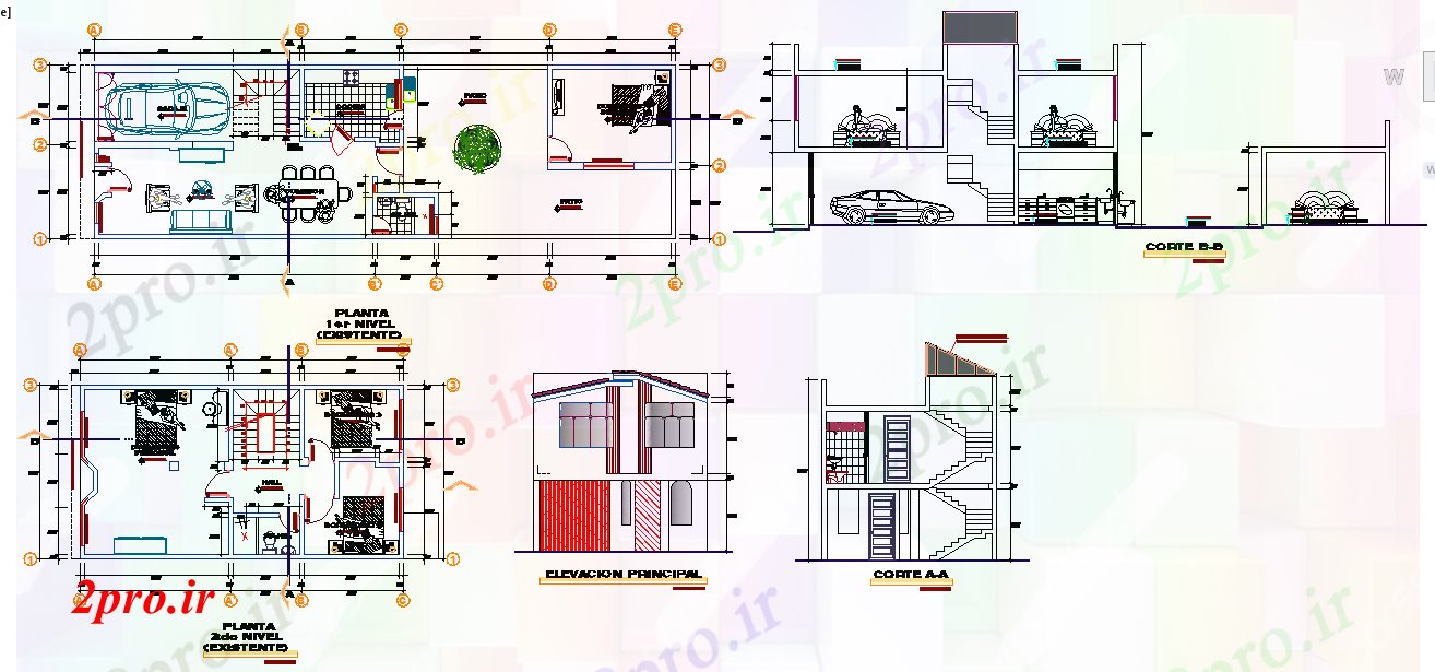 دانلود نقشه مسکونی  ، ویلایی ، آپارتمان  جزئیات 4 BHK خانه (کد41169)