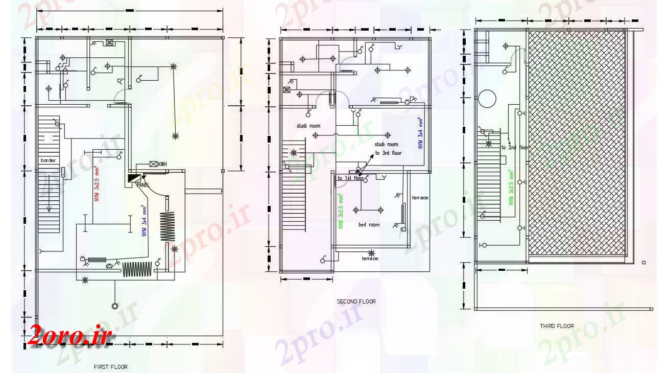 دانلود نقشه طراحی داخلی خانه عمومی برق دراز کردن طرحی  (کد41298)